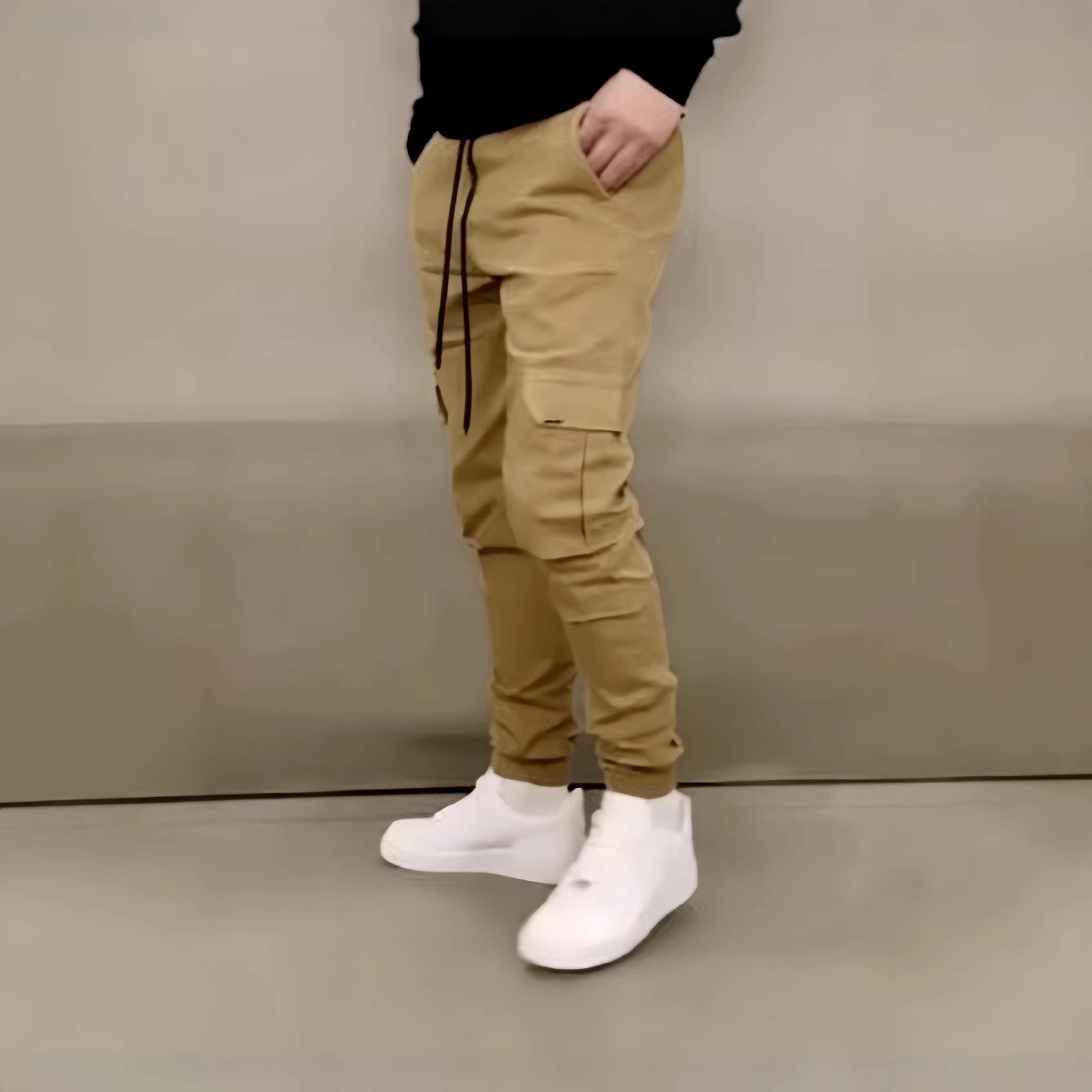 Drawstring Waist Utility Casual Pants