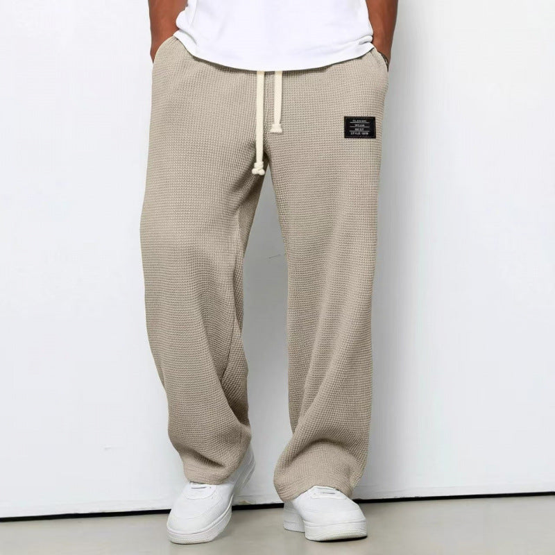 Mens Waffle Drawstring Casual Pants