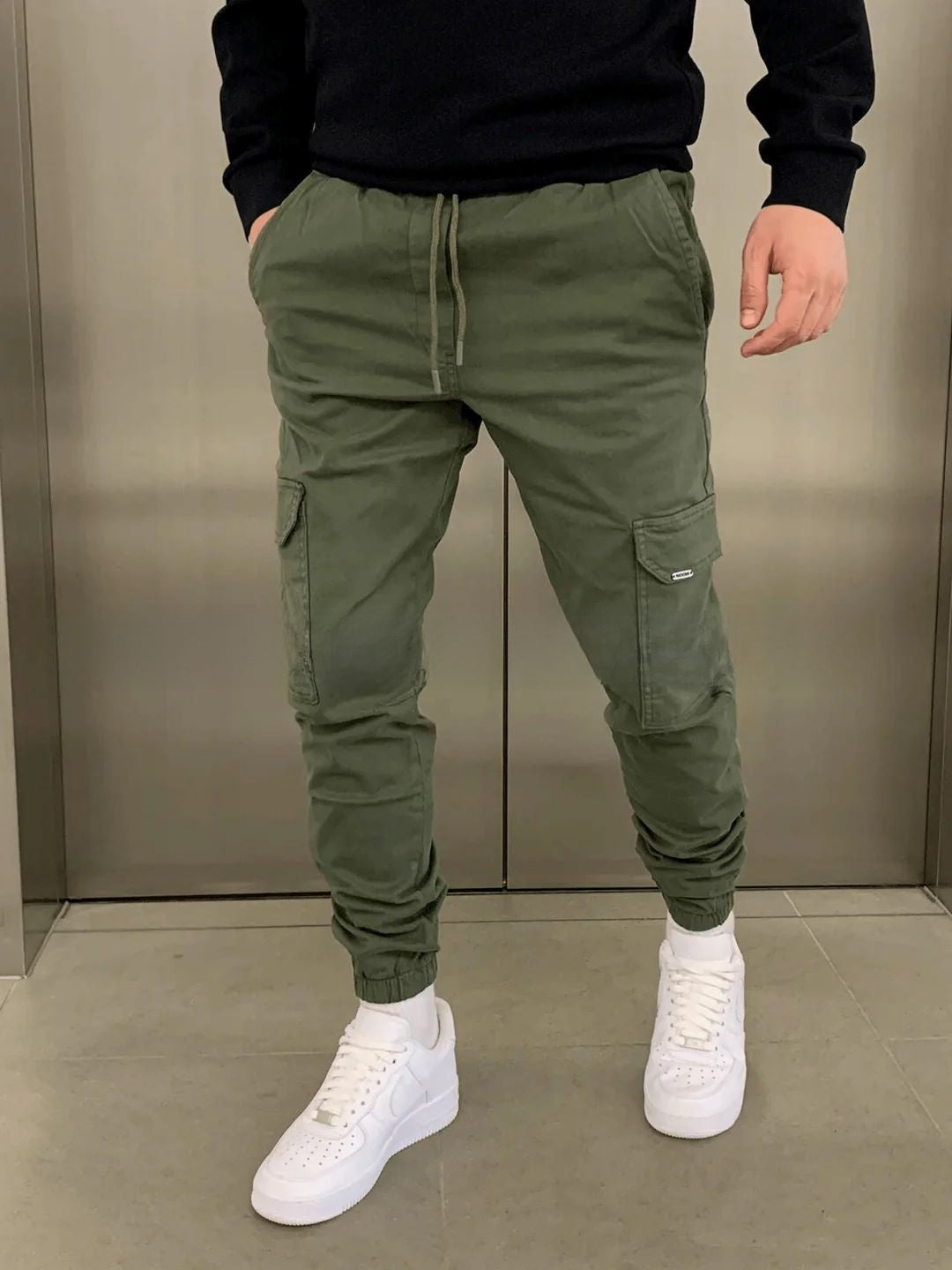 Drawstring Waist Utility Casual Pants
