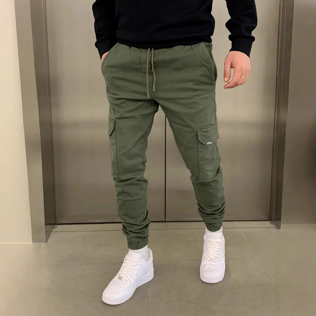 Drawstring Waist Utility Casual Pants