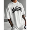 Mens Round Neck Letter Print Cotton T-shirt