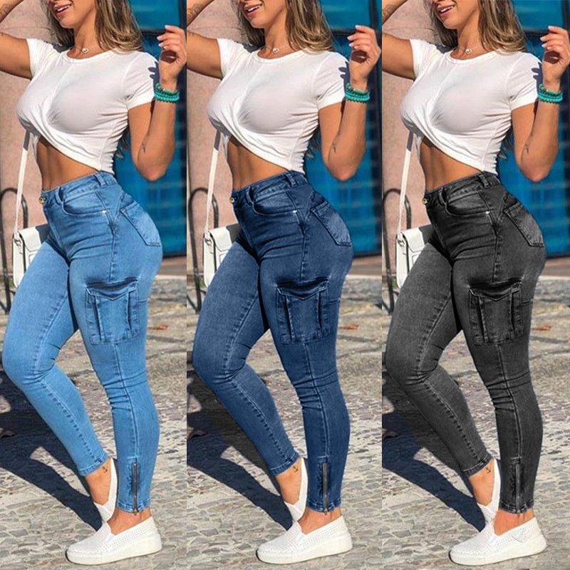 Slim Fit Denim Cargo Pants