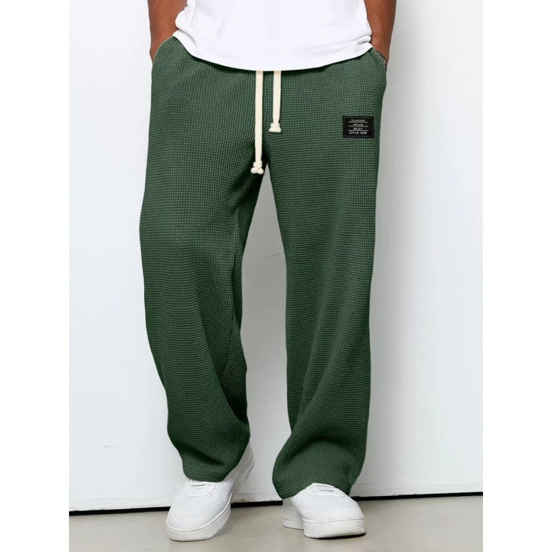 Mens Waffle Drawstring Casual Pants
