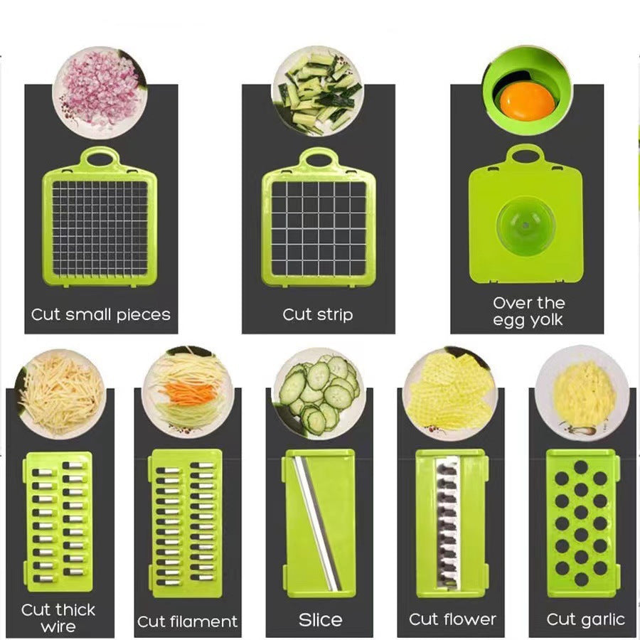 Cross-Border New Multifunctional Vegetable Cutter Household Potato Peeling, Shredding, Dicing and Slicing Kitchen Artifact Set Grater