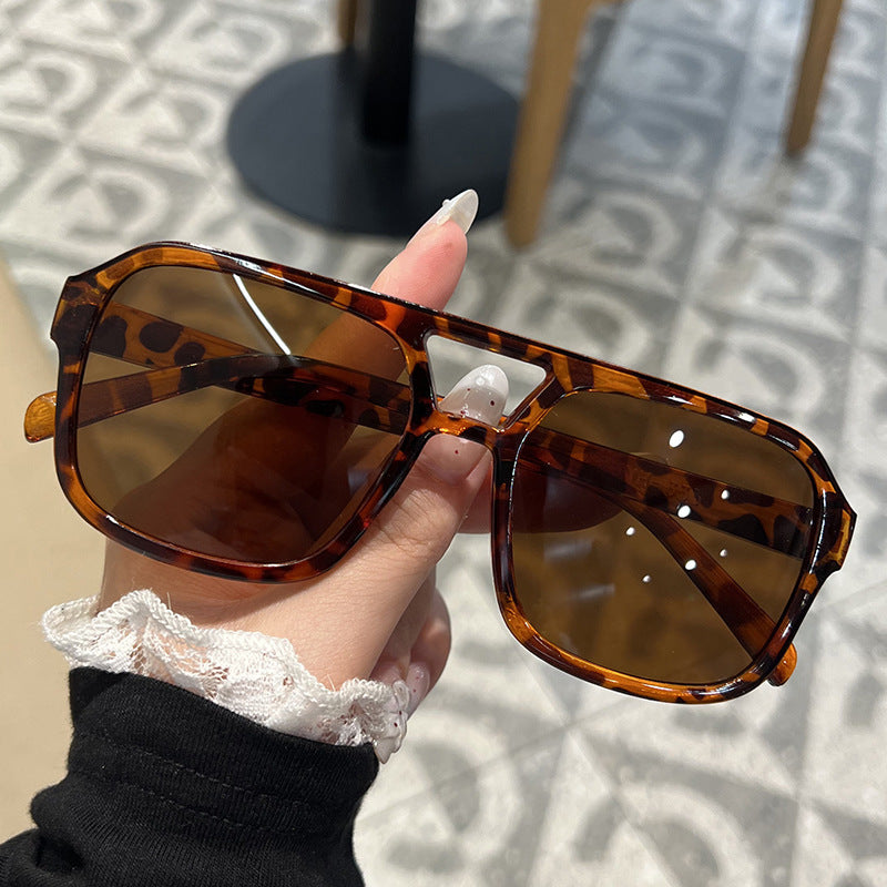Candy Color Double Bridge Square Frame Sunglasses